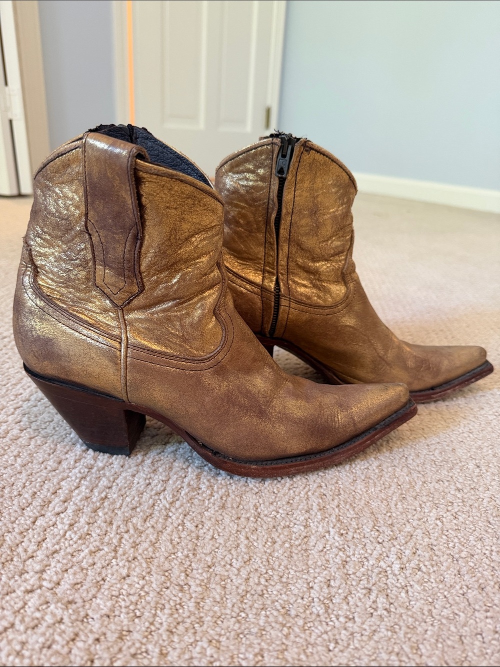 Old Gringo Metallic Gold Western Ankle Boots